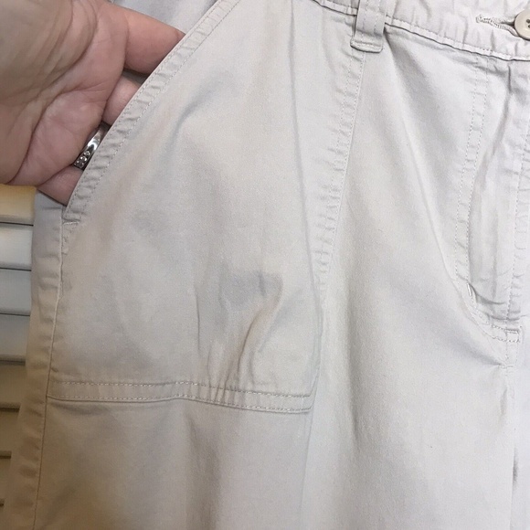 Kim Rogers Size 16 Stretch Cargo Capri Pants Drawstring Hemline Tan Casual Khaki - Picture 4 of 9
